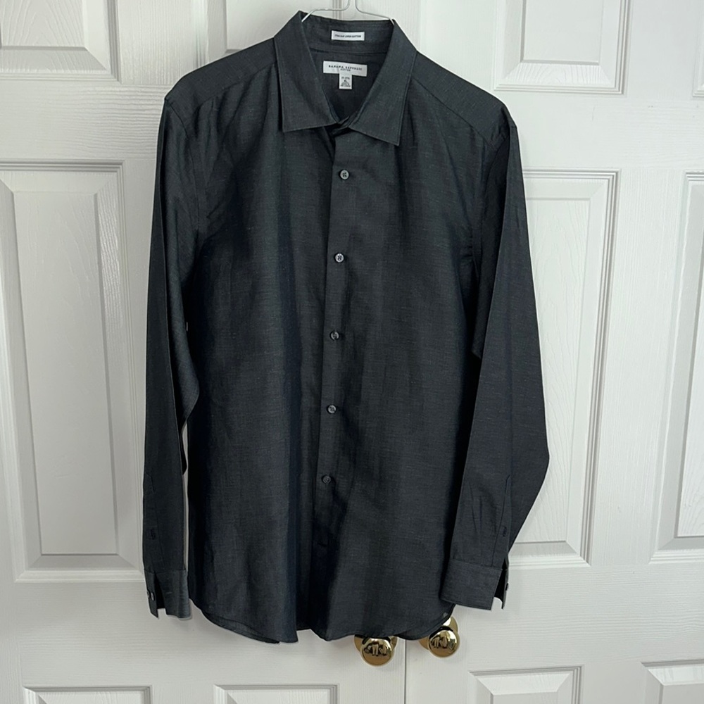 Banana Republic Fitted XL linen Black Dress Shirt Long-Sleeved